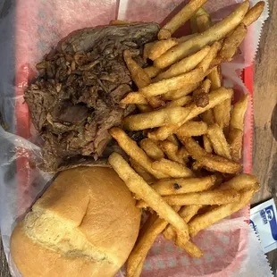 Brisket sandwich with fries