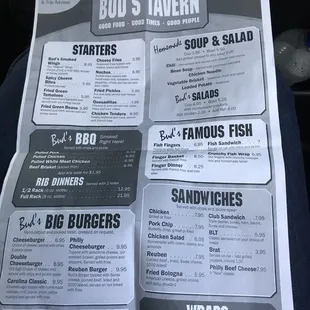 the menu of the restaurant
