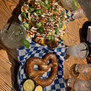 Nachos, pretzel, and margaritas!