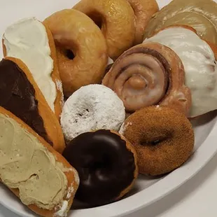 a plate of doughnuts