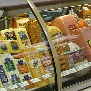 a display case full of fresh foods