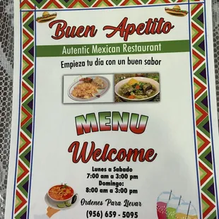 Buen Apetito menu