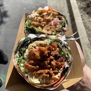 Buen Appetit Wrap (half chicken/ half spiced Korean pork)