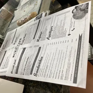 a menu on a table