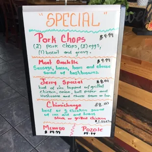 Daily specials
