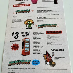 Drink menu