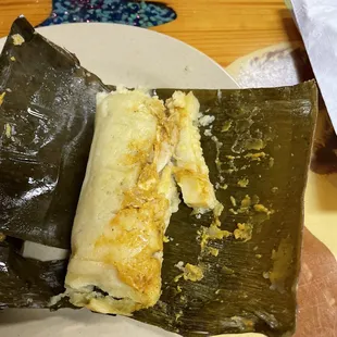 Inside of chicken tamale