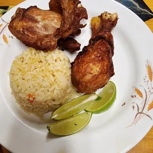 chicken drum and rice that came with soup