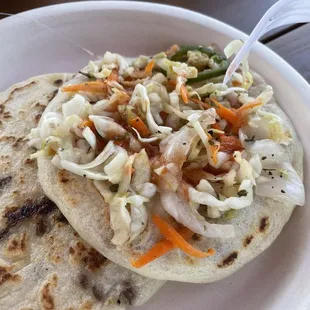 Bean and cheese and asada and cheese pupusa- good