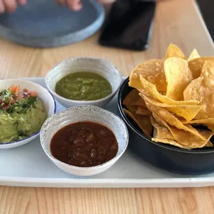 Warm chips, guacamole &amp; Salsa