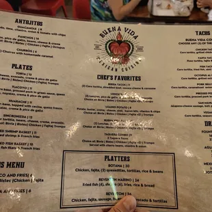 the menu