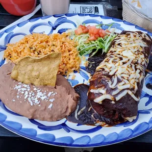 Burrito with mole sauce