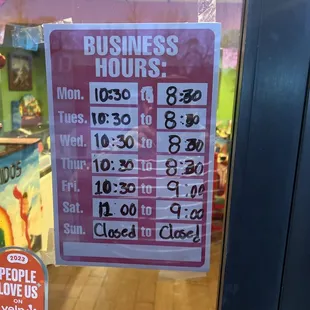 New hours operation