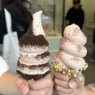 Red guava with oreo topping and rainbow sprinkles