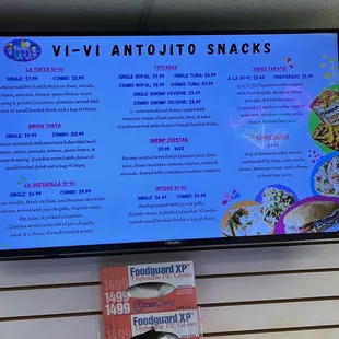 Snack menu