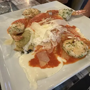 Spinach Canneloni ($23) with Shrimp ($17)