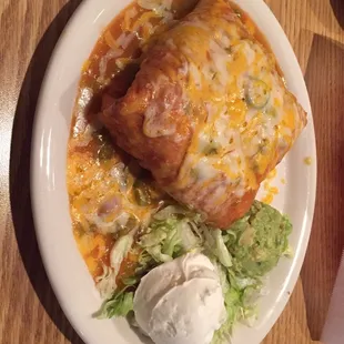 House chimichanga with green chili hot