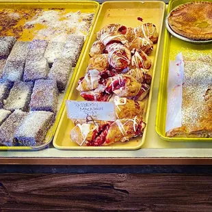 Bars, pastries, and pies.