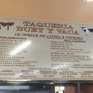 Their menu.  $2 breakfast tacos