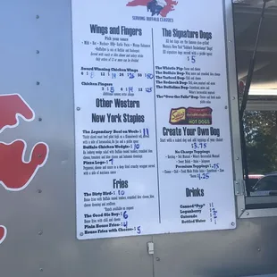 ows the menu for the burger truck