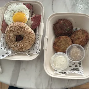 Breakfast Reuben and latkes
