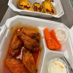 wings and potato skins