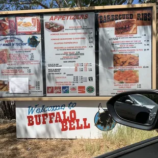 the menu of the restaurant