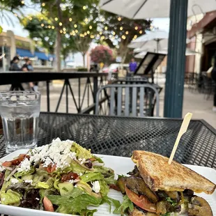half Mediterranean salad and half portobello and vibes