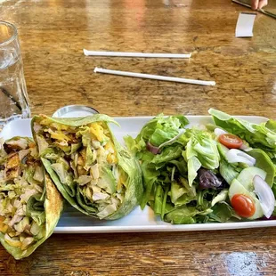 Pesto Chicken Wrap with side salad