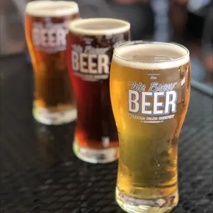 three glasses of beer