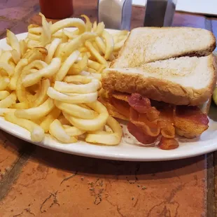 BLT with curly fries
