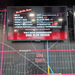 the menu of the restaurant