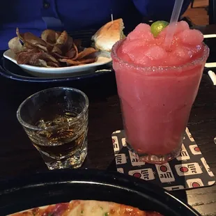 Strawberry margarita and captain Morgan