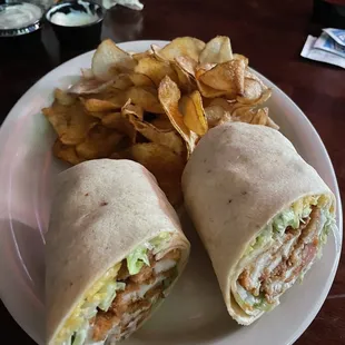 Chicken Ranch Wrap with Homemade Chips