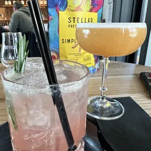 Cocktails- Blood Orange Smash and Almond whiskey Sour