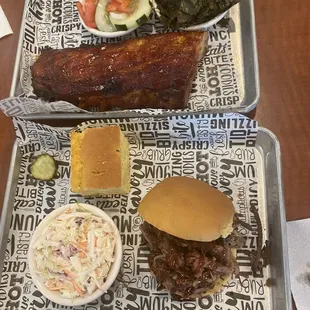 Ribs Dinner  and Brisket sandwich
