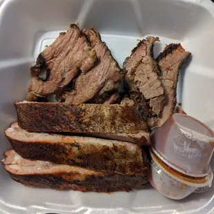 Brisket and ribs from Buffalo Creek BBQ, Cleburne