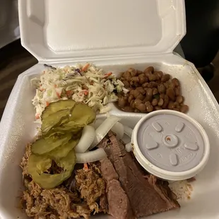Pulled pork, brisket, sides