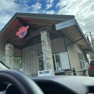 the entrance to the restaurant