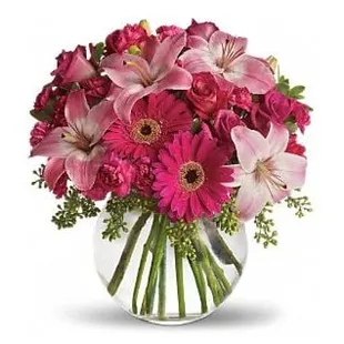 a vase of pink flowers