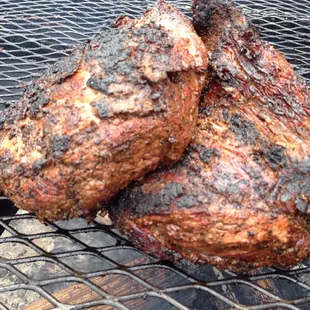 Juicy beef tri tip grilled over red oak.