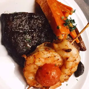Shrimp and hanger steak