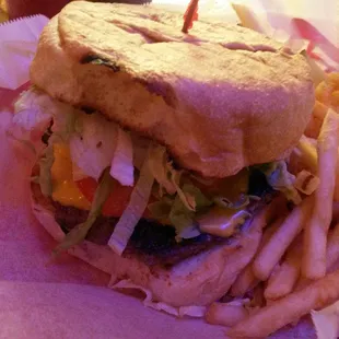 Burger and fries