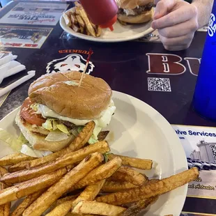 Pepper Jack cheese burger hand cut fries