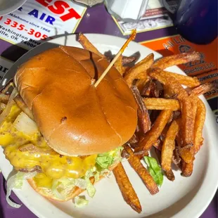 The double cheeseburger with fries, a little crispy. Get this.