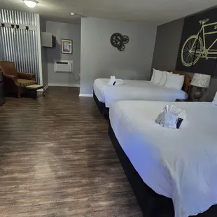 Comfortable beds in a spacious room