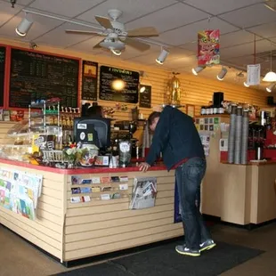 a man standing at the counter