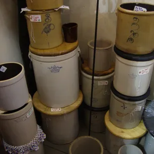 I finally found some antique Red Wing crocks hiding in a back corner!