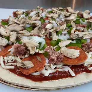 Buffalo Pizza, jam packed &amp; ready to hit the oven!