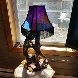 Driftwood lamp and Victorian style shade
